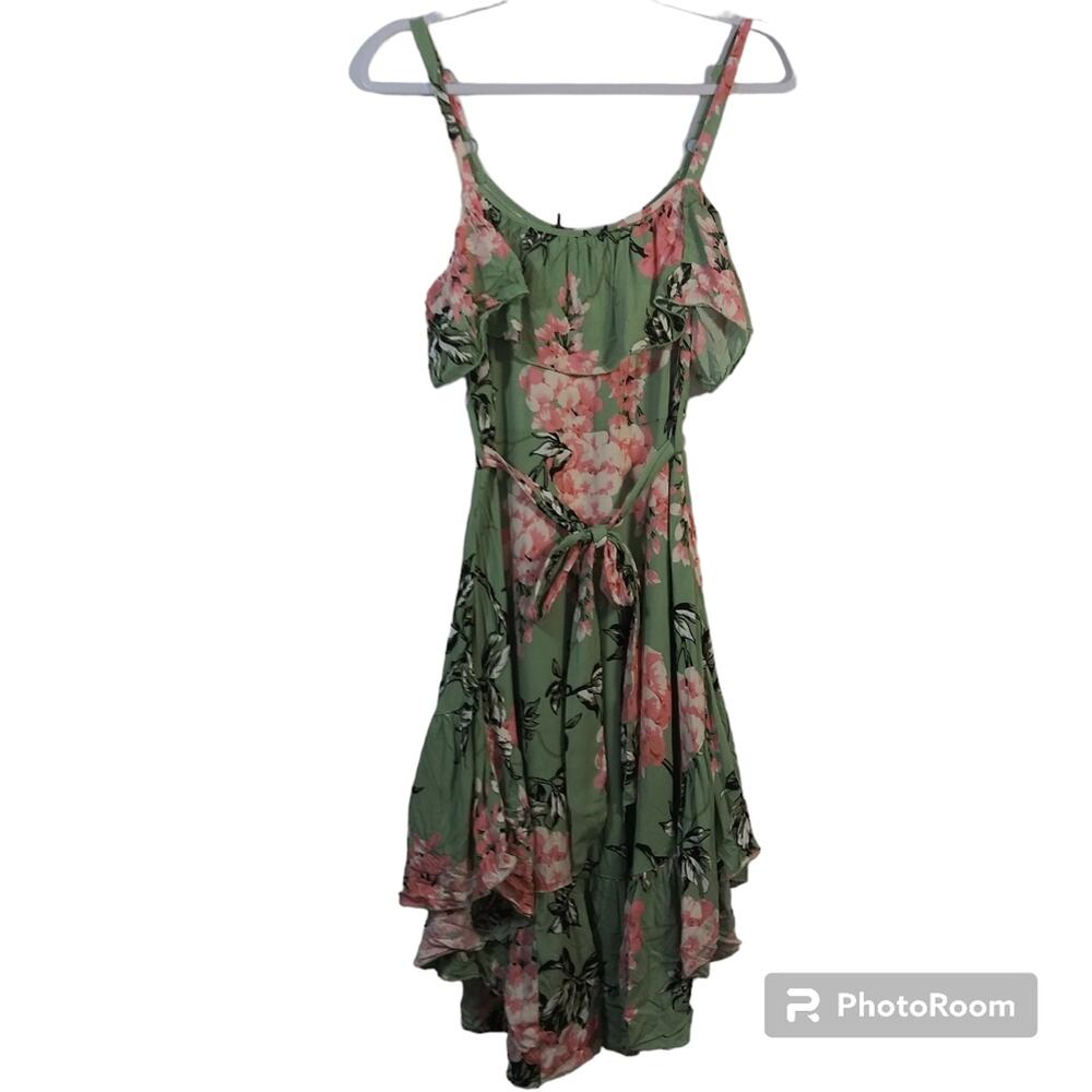 Abel The Label ATL Mint Forest Ruffle Handkerchief Hem Dress Size XS